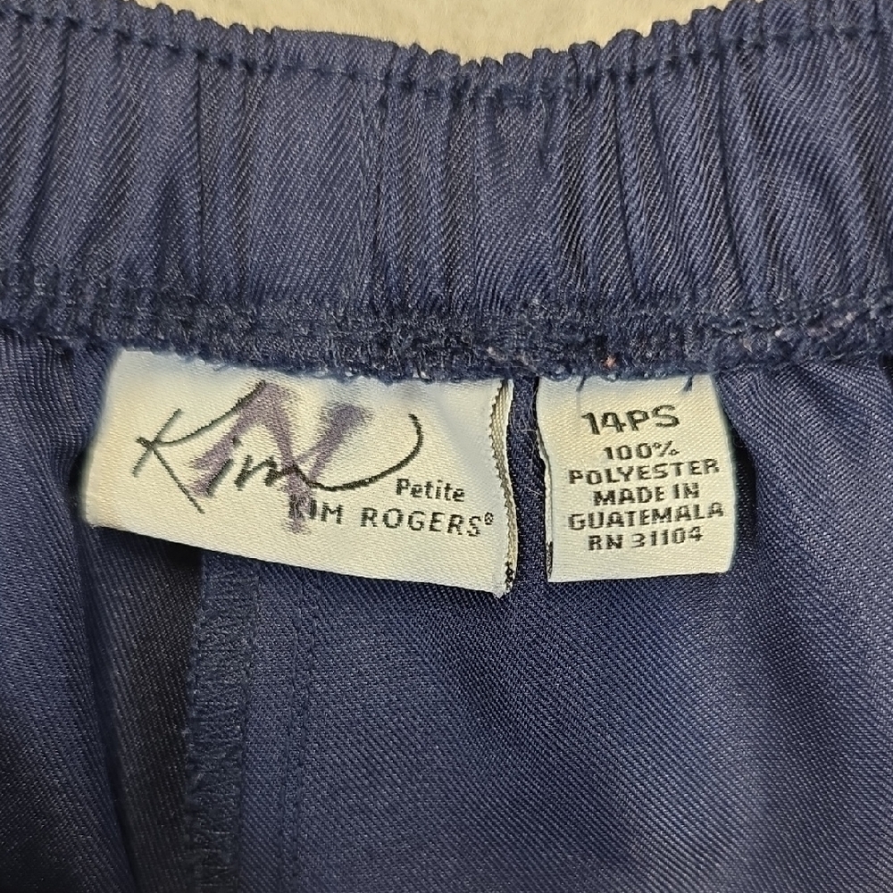Kim Rogers Petite 14PS Navy Pull On Pants Elastic Waist Career - Picture 2 of 8